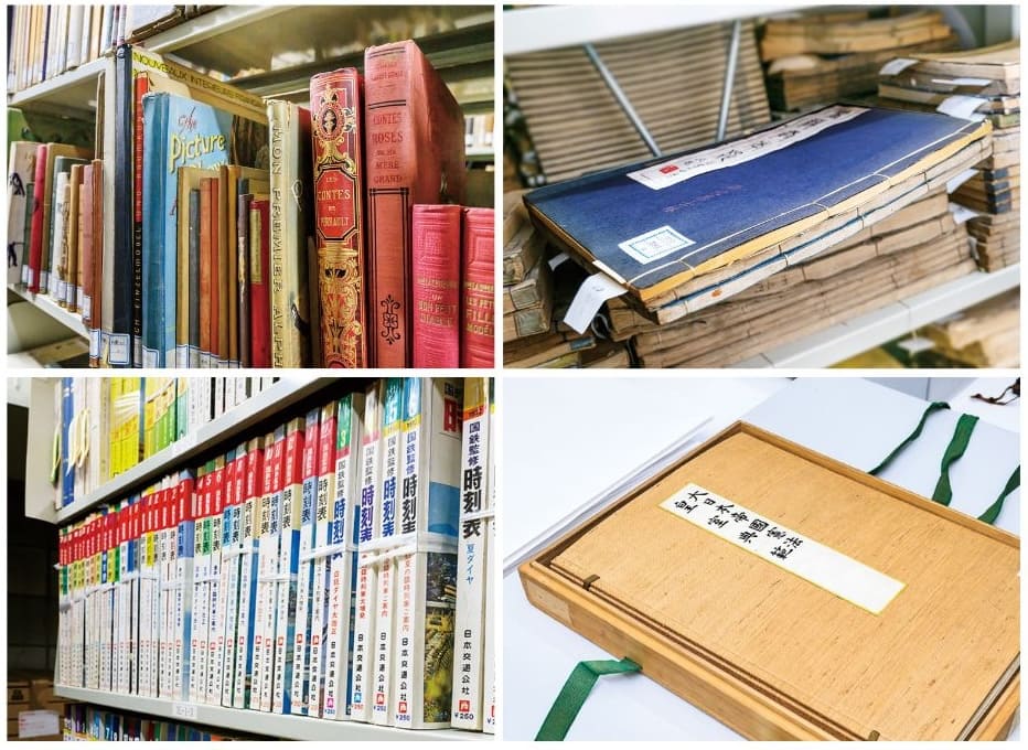 書架に並ぶ幅広い資料